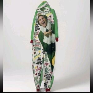 Elf Christmas Fleece Hooded One Piece Pajama Onesie Size Large